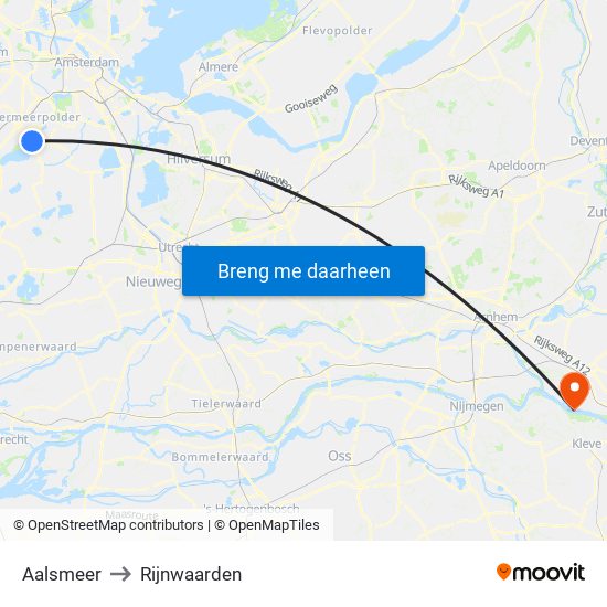 Aalsmeer to Rijnwaarden map