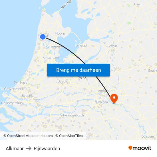 Alkmaar to Rijnwaarden map
