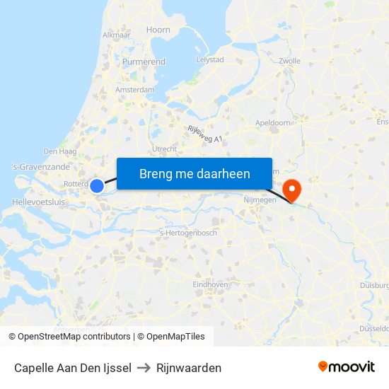 Capelle Aan Den Ijssel to Rijnwaarden map
