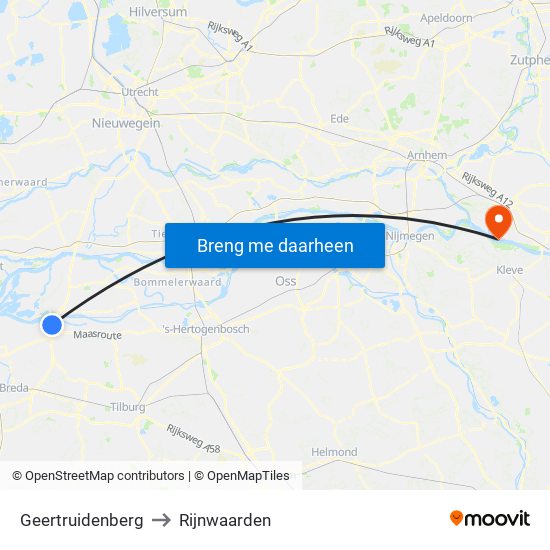 Geertruidenberg to Rijnwaarden map
