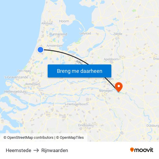 Heemstede to Rijnwaarden map