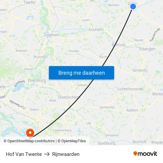 Hof Van Twente to Rijnwaarden map