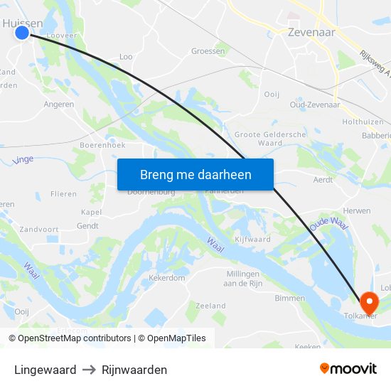 Lingewaard to Rijnwaarden map