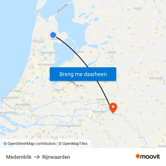 Medemblik to Rijnwaarden map