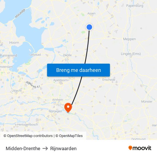 Midden-Drenthe to Rijnwaarden map