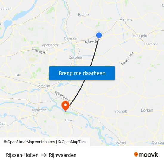 Rijssen-Holten to Rijnwaarden map