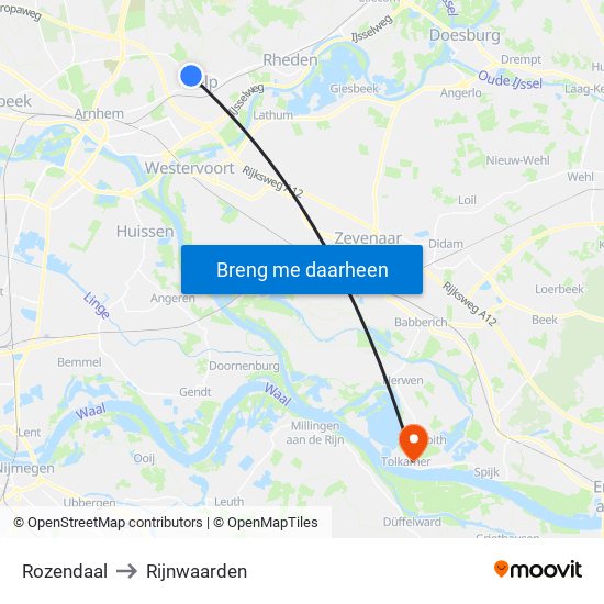 Rozendaal to Rijnwaarden map