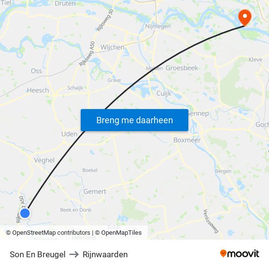 Son En Breugel to Rijnwaarden map