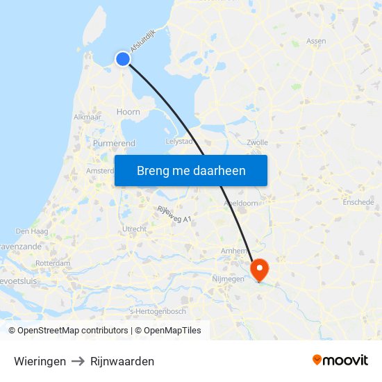 Wieringen to Rijnwaarden map