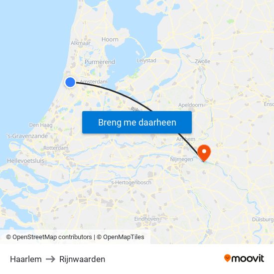 Haarlem to Rijnwaarden map