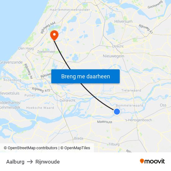 Aalburg to Rijnwoude map