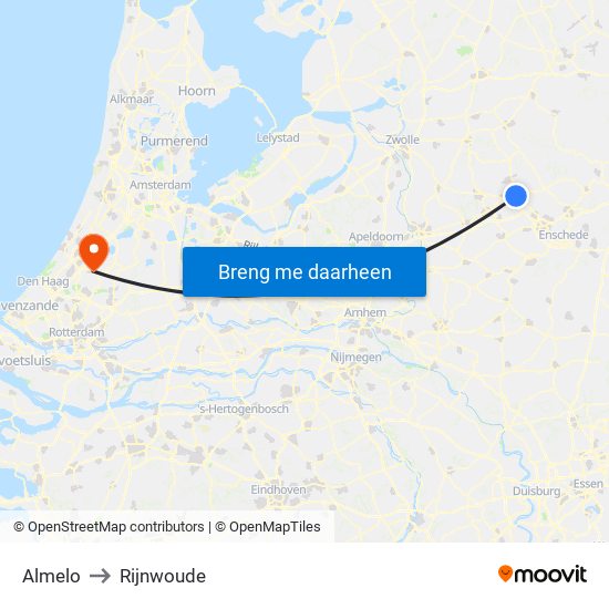 Almelo to Rijnwoude map
