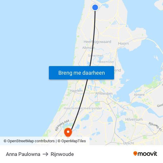 Anna Paulowna to Rijnwoude map