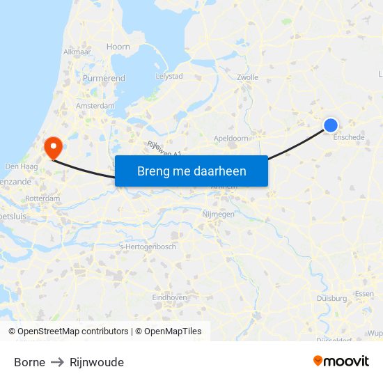 Borne to Rijnwoude map