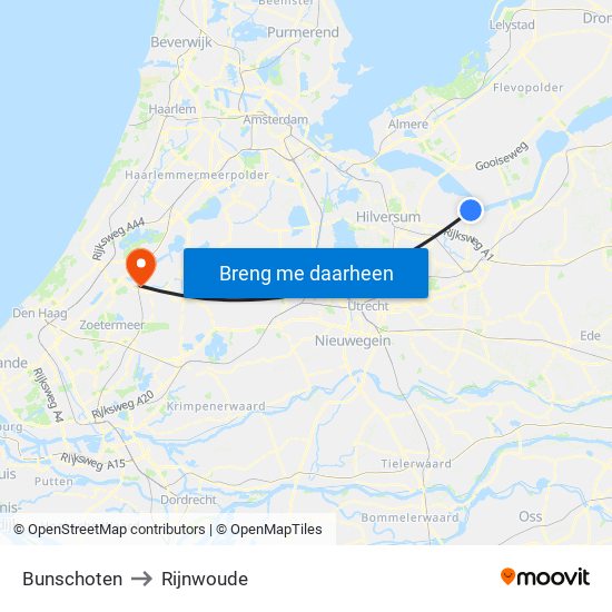Bunschoten to Rijnwoude map