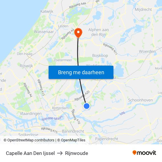 Capelle Aan Den Ijssel to Rijnwoude map