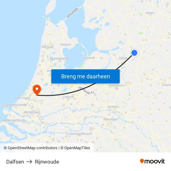 Dalfsen to Rijnwoude map