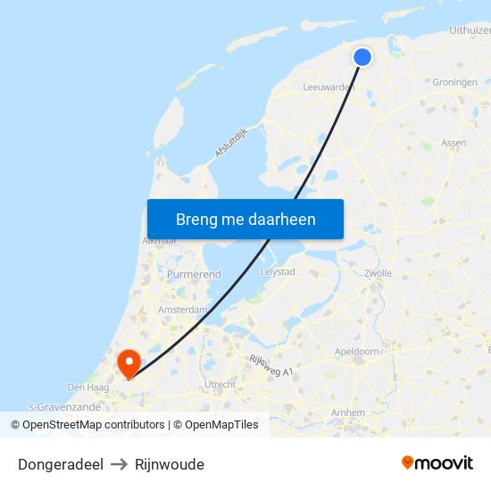 Dongeradeel to Rijnwoude map