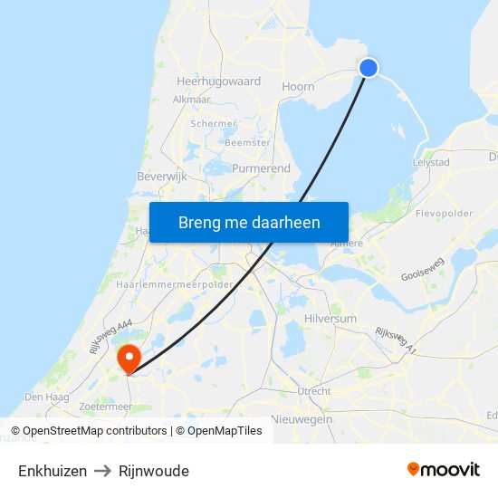 Enkhuizen to Rijnwoude map