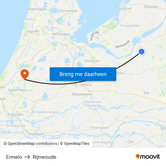 Ermelo to Rijnwoude map