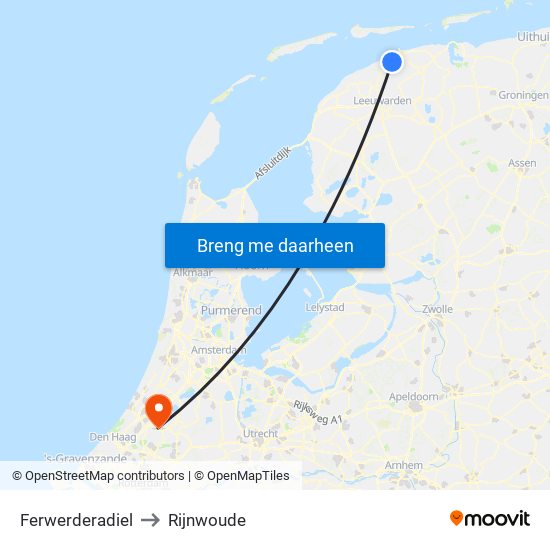 Ferwerderadiel to Rijnwoude map