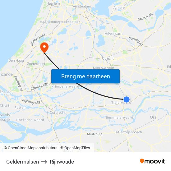 Geldermalsen to Rijnwoude map