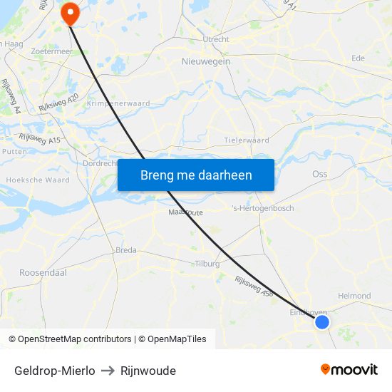 Geldrop-Mierlo to Rijnwoude map