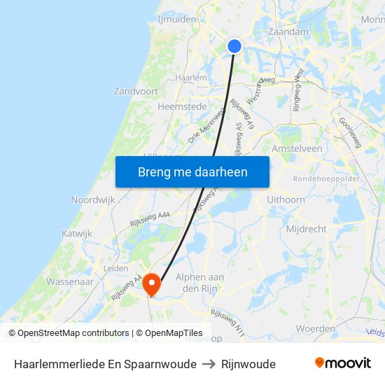 Haarlemmerliede En Spaarnwoude to Rijnwoude map