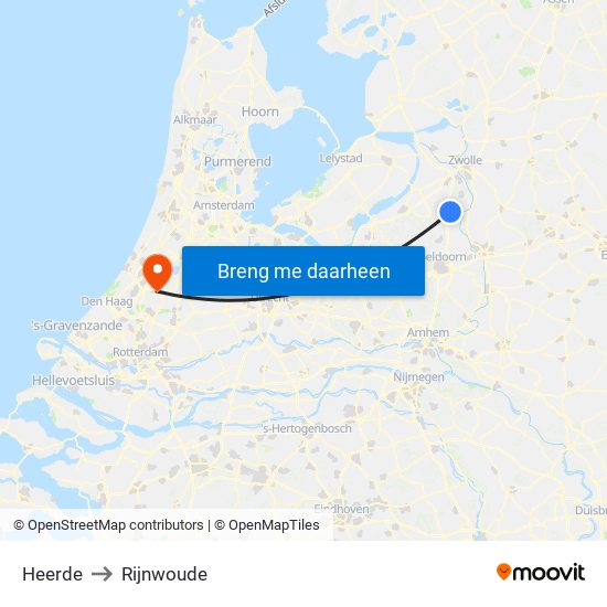 Heerde to Rijnwoude map