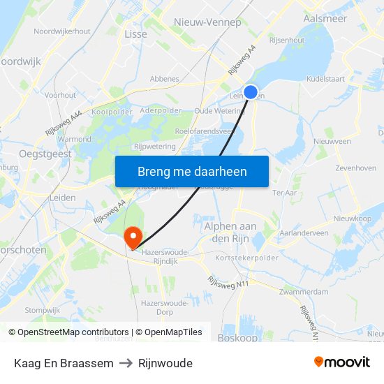 Kaag En Braassem to Rijnwoude map