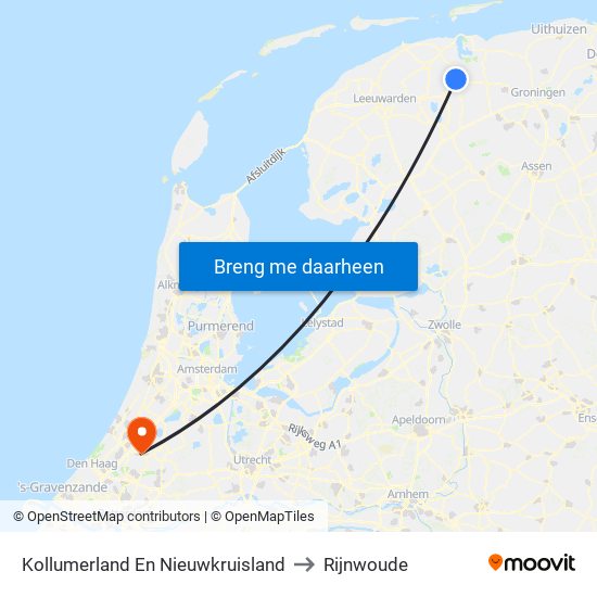 Kollumerland En Nieuwkruisland to Rijnwoude map