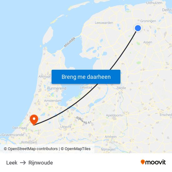 Leek to Rijnwoude map