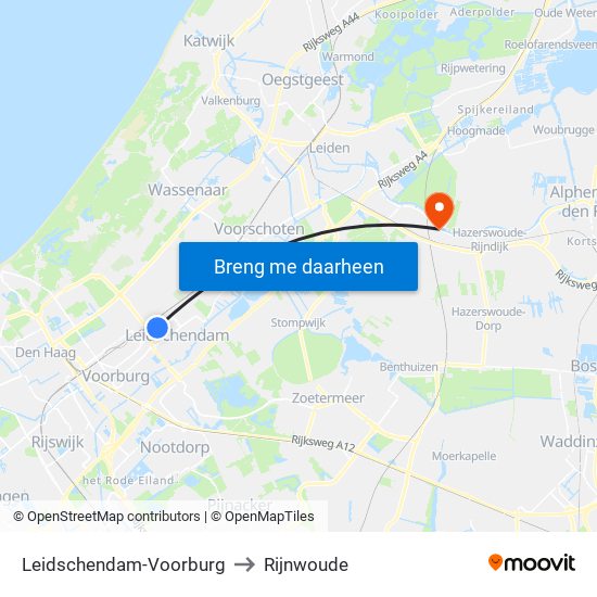Leidschendam-Voorburg to Rijnwoude map