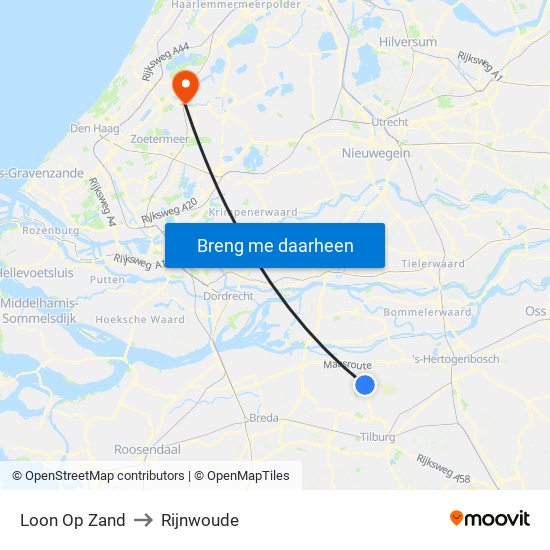 Loon Op Zand to Rijnwoude map