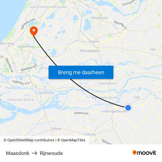 Maasdonk to Rijnwoude map