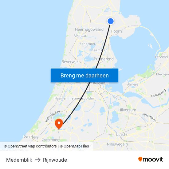 Medemblik to Rijnwoude map