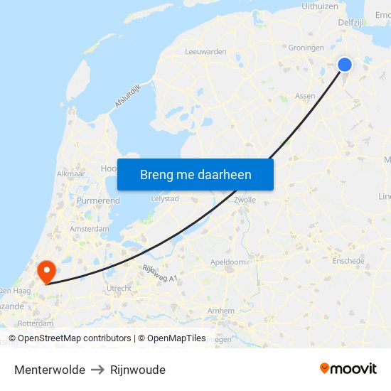 Menterwolde to Rijnwoude map