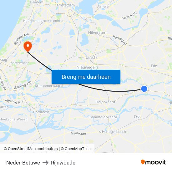 Neder-Betuwe to Rijnwoude map