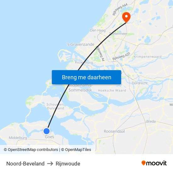 Noord-Beveland to Rijnwoude map