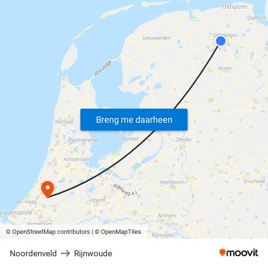 Noordenveld to Rijnwoude map