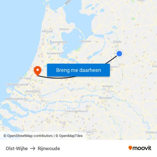 Olst-Wijhe to Rijnwoude map