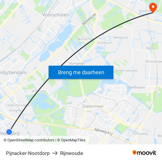 Pijnacker-Nootdorp to Rijnwoude map