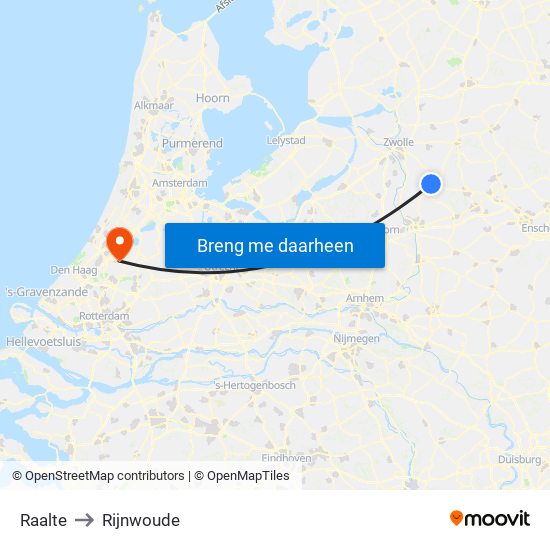 Raalte to Rijnwoude map