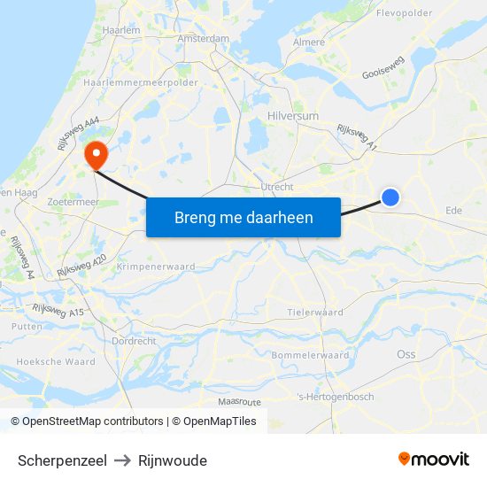Scherpenzeel to Rijnwoude map