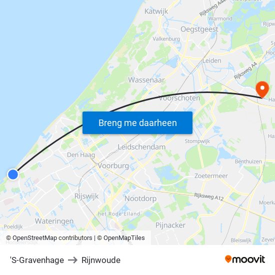 'S-Gravenhage to Rijnwoude map