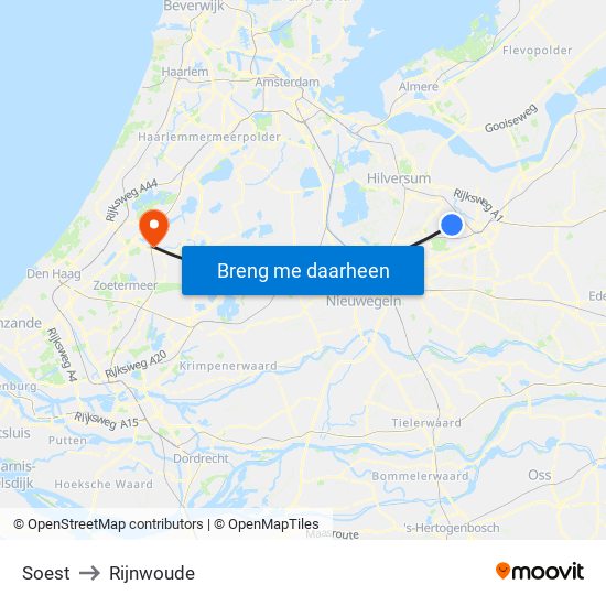 Soest to Rijnwoude map
