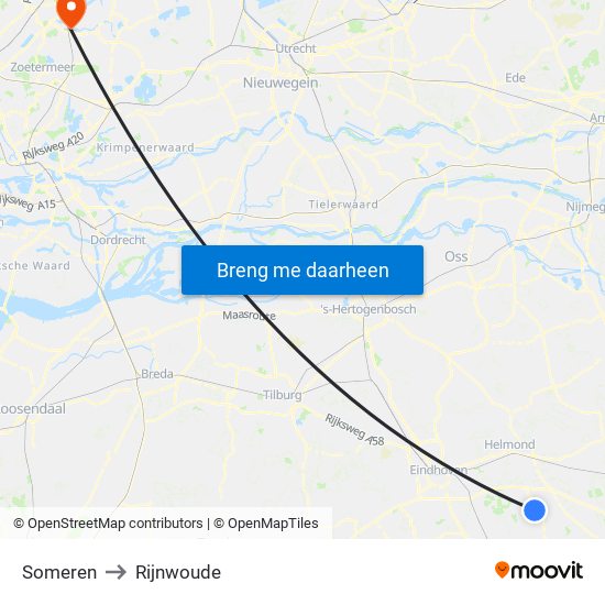 Someren to Rijnwoude map