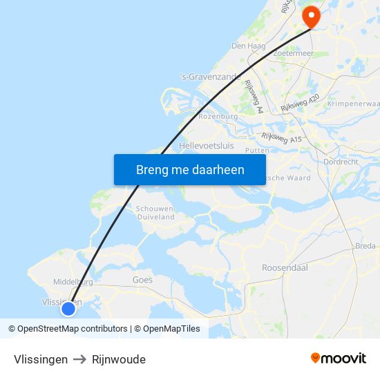 Vlissingen to Rijnwoude map