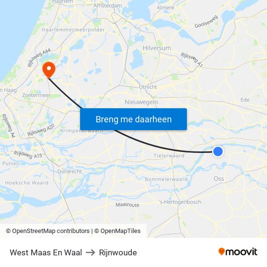 West Maas En Waal to Rijnwoude map