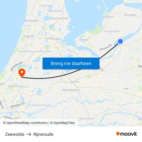 Zeewolde to Rijnwoude map